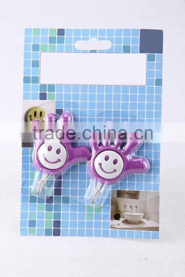 2PC plam shaped hook with smiling face/ plastic hook