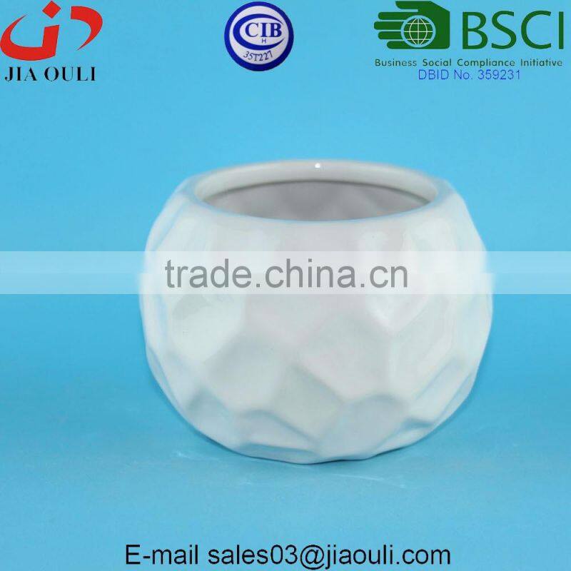 Glazed White Ceramic Succulent pot, dolomite plant pot