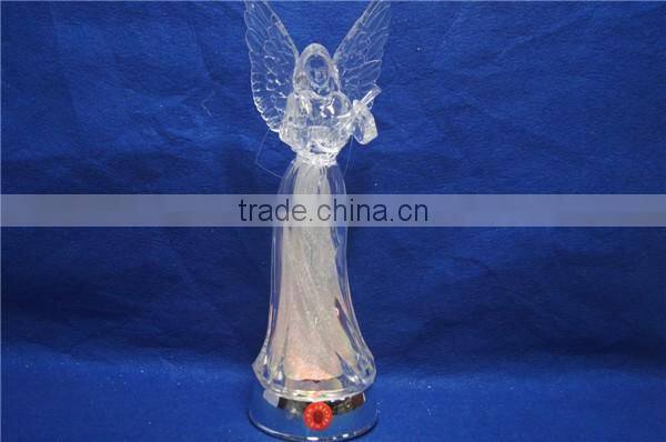 2016 newest design acrylic angel with LED changing color and Christmas music