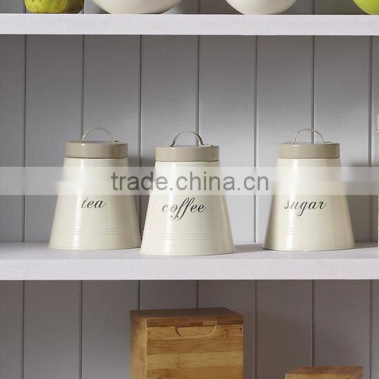 3 size large,medium,small assorted bread bin tea coffee sugar set storage jar