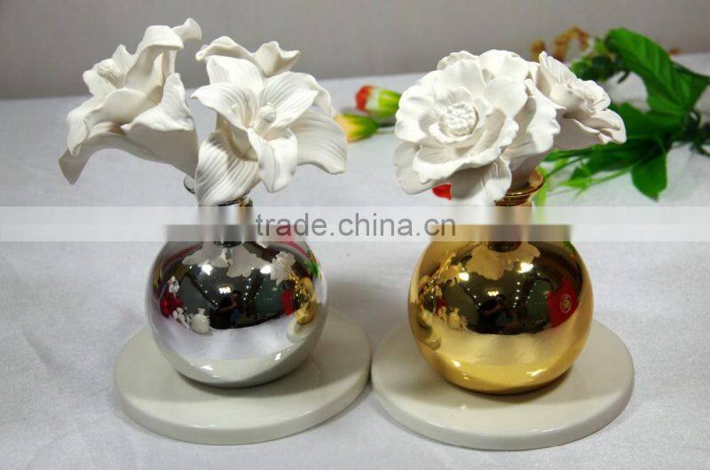 Handmade OEM aroma diffuser bottle aromatherapy ceramic flower fragrance diffuser