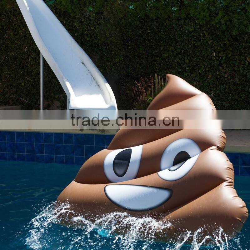 2017 hot selling leasure giant brown emoji inflatable pool float outdoor swim ring water party lounge for kids and adults