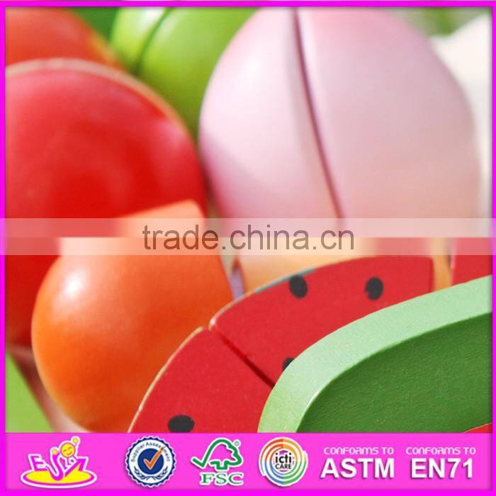 2016 new design children pretend play wooden fruit cutting game W10B177