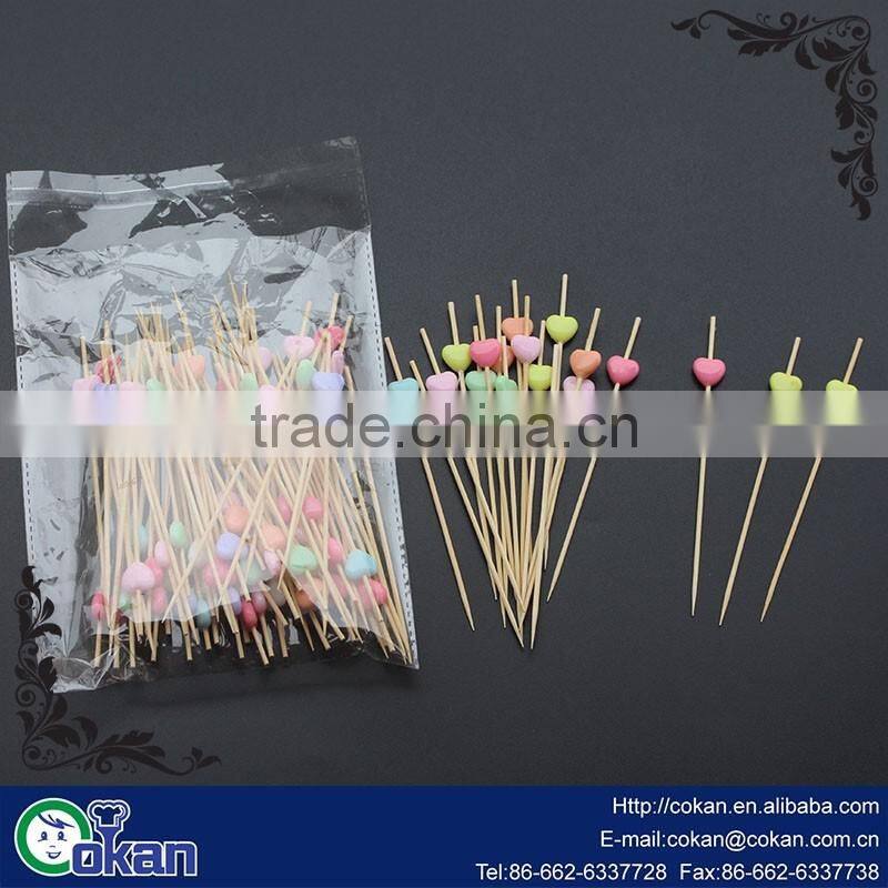 CK-KT709 Colorful new style heart disposable wooden fruit forks/ bamboo fruit fork for party or wedding
