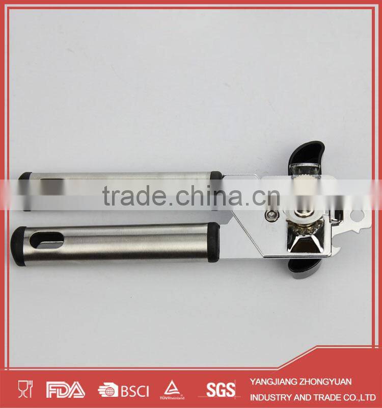 Metal head can opener and bottle opener with stainless steel handle