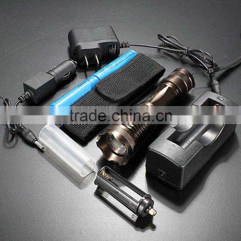 2000LM XM-L T6 LED ZOOMABLE LED Flashlight Torch Light 18650+Charger Tactical Flashlight LEDs New