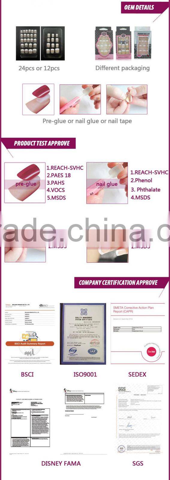 Fashion ABS curved french artificial nail art tips classic 24pcs manicure