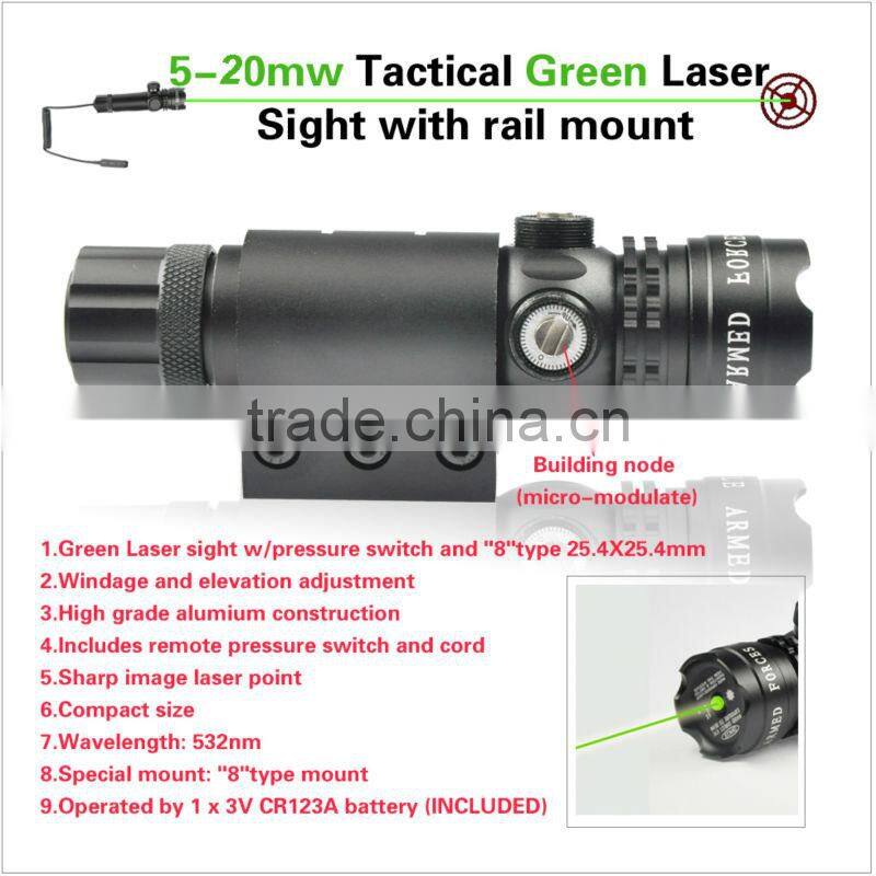 Tactical Green Laser Sight with new Push button end cap switch