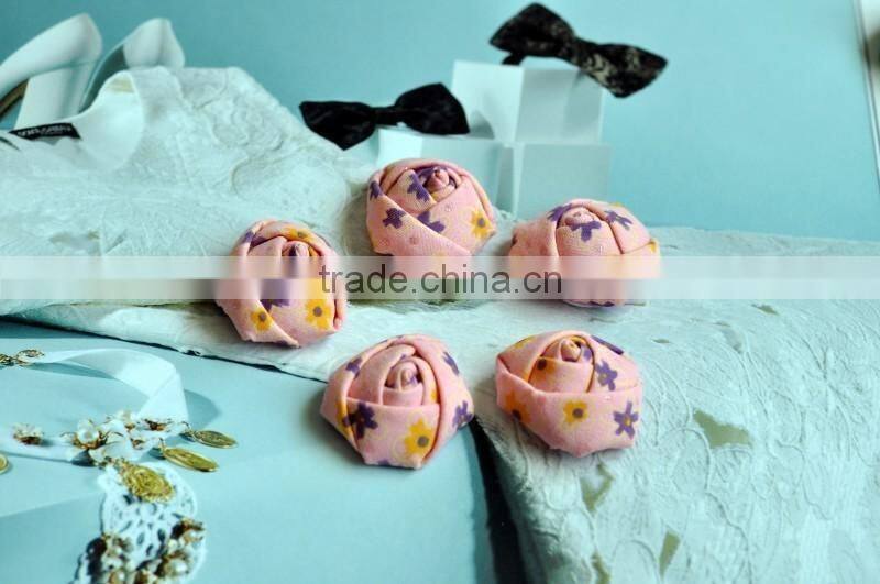 colorful satin handmade rose flower headband for kids hair accessories