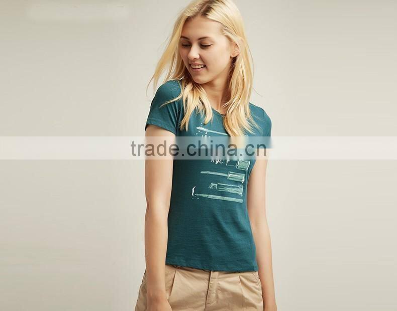 2017 new collection custom fashion t-shirt summer woman sports printing cotton t-shirt