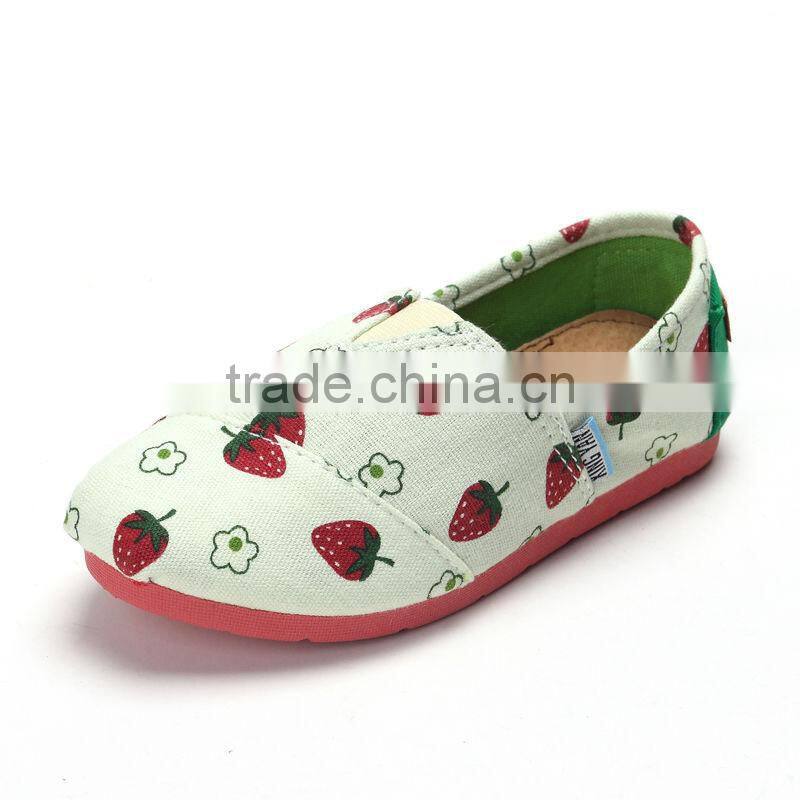 fashion stylish clean children boys girls casual cloth embroidered cotton shoes for kids or adults print strawberry