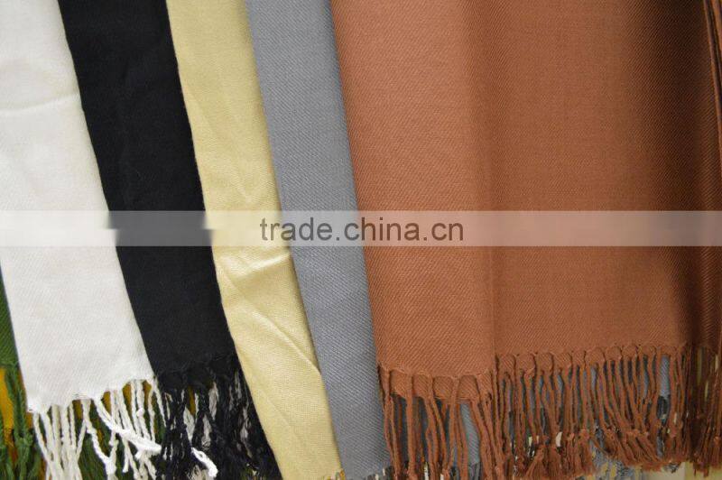 Fashion women twill hot popular pashmina shawl 100%viscose solid color
