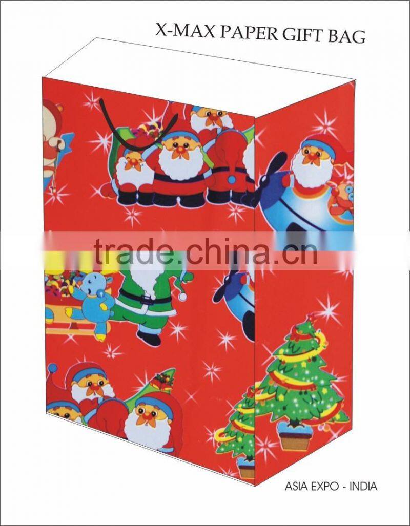 PAPER GIFT BAGS WITH SANTA X-MAX DESIGN PRINTED