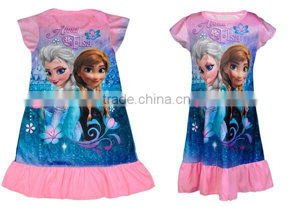 2014 New Arrival Lace Dress Flouncing Round Neck Print Dress 4 Sizes 4-7 Years SV005983#