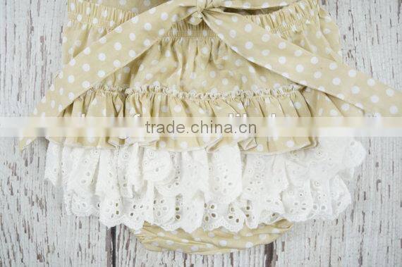 Newborn Baby Girls Polk Dots Lace Bubble Toddler Kids Ruffle Boho Romper