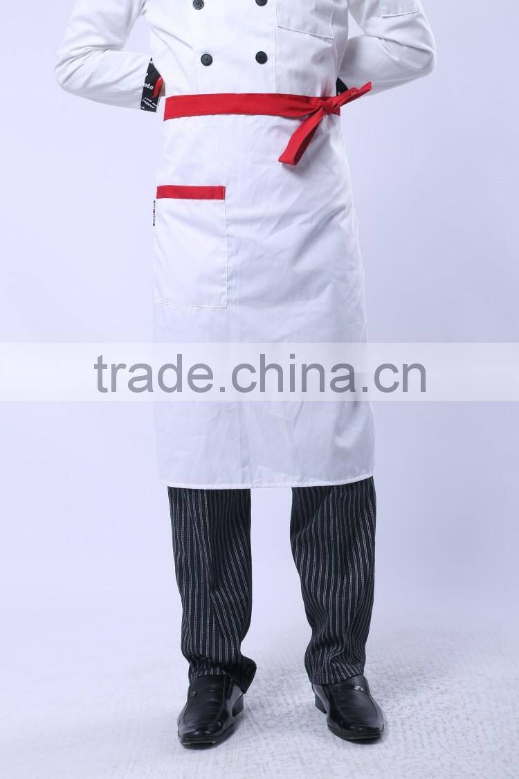 Juqian factory price cheap bulk kinds cotton kitchen hotel chef uniform apron designs