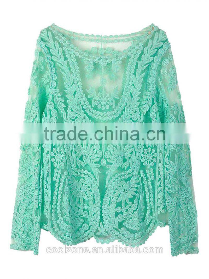 Latest summer lace blouse fashion blouses for middle aged women