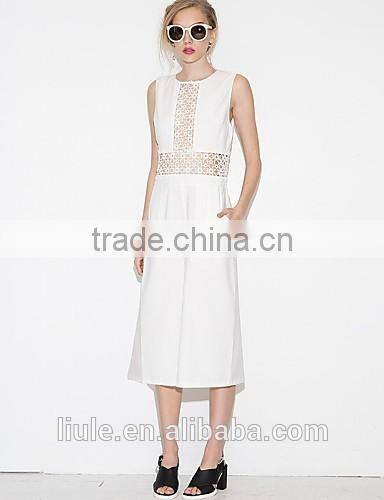 New design Sleeveless Lace Hollow Romper white Sexy Jumpsuit For Ladies