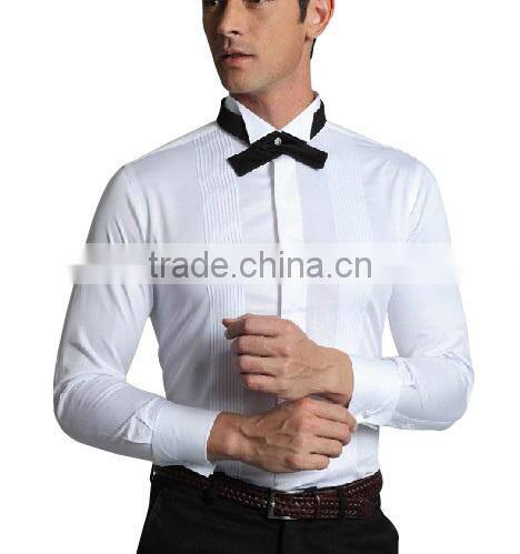 2016 latest trendy style wing collar men's wedding tuxedo dress shirt with french cuffs