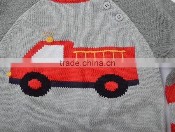 Cartoon Truck Pattern Cotton Baby Boy Pullover Sweater Designs