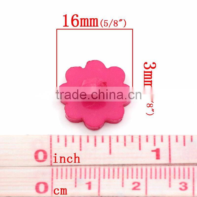 Cheap Wholesale Daisy Flower Fuchsia Acrylic Sewing Shank Buttons