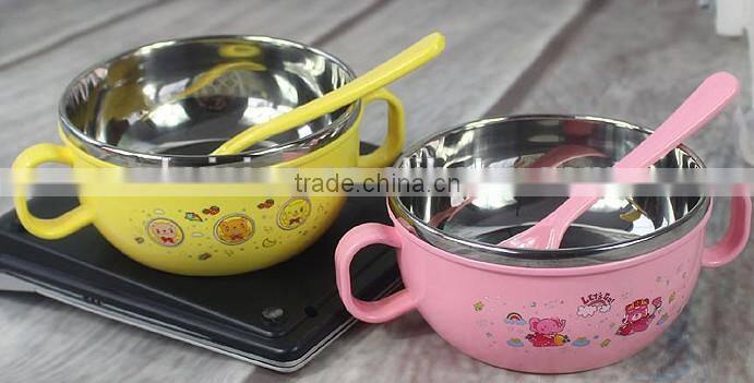 Stainless Steel Baby Rice Bowl with Spoon Set for Promotion