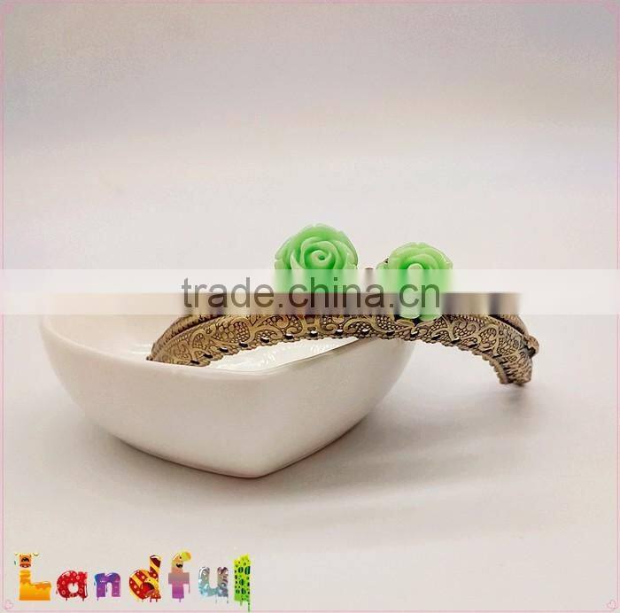 8.5cm Flower Antique Brass Engraving Sewing Handbag Rose Metal Purse Frame