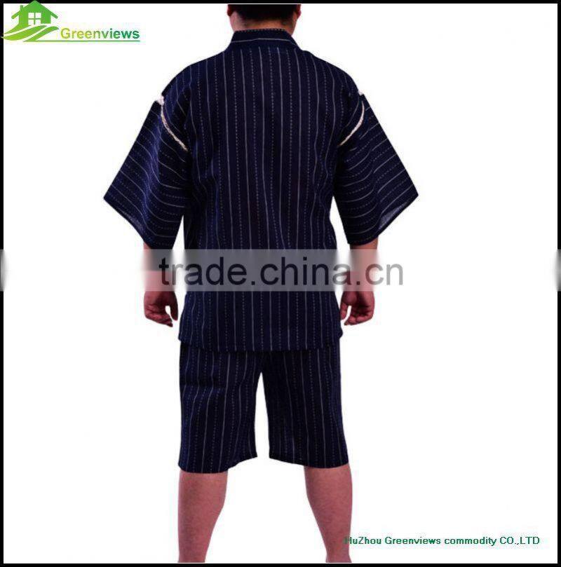 Men blue Stripe japanese style boys Costume Pajamas china pyjamas manufacturers men's pajamas print robe kimono GVXF0005