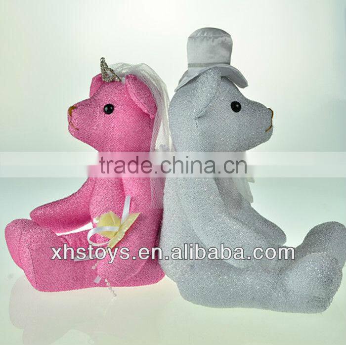 Jointed plush wedding bear couple