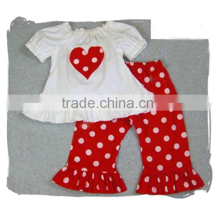 Red valentines boutique outfits,western baby girls valentines day outfit sets M5042501