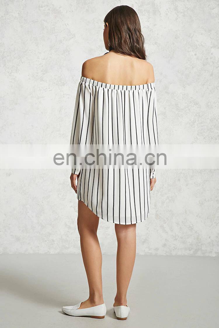 Latested Design Contemporary Striped Ladies Dress Loose Fit