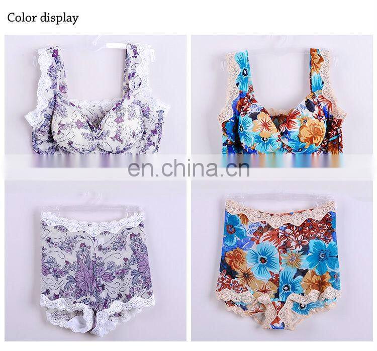 2015 HOT sale Sexy Comfortable Printed Flower Lace Bra Sets