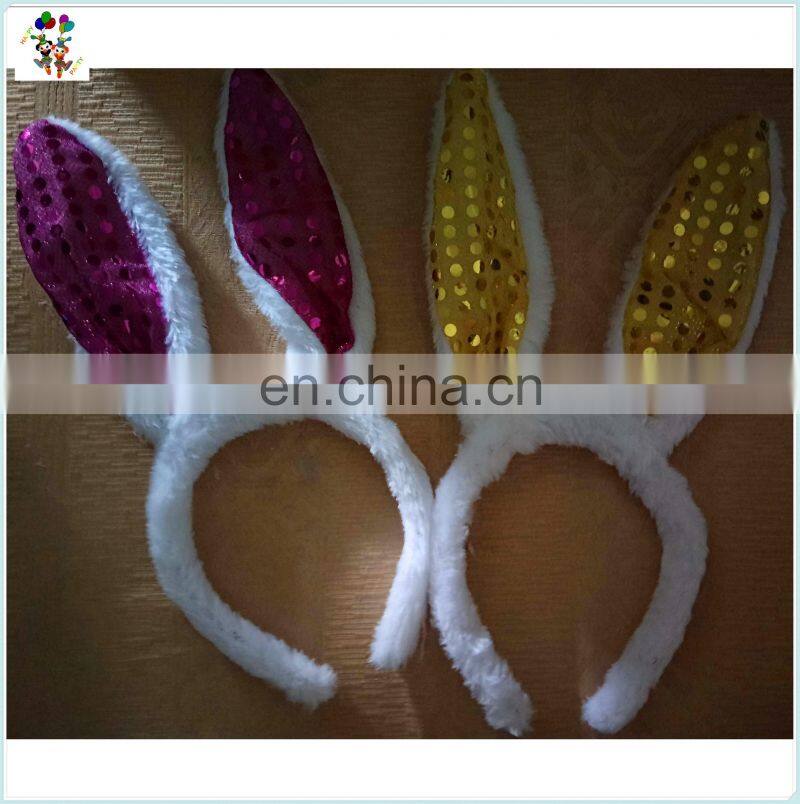 Easter White Fur Sparkle Bling Rabbit Bunny Ear Party Headbands HPC-0702