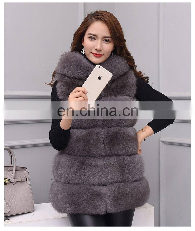 Top Quality Comfortable Wholesale Vest Real Fox Fur Hood Vest / Cheap Fur Vest