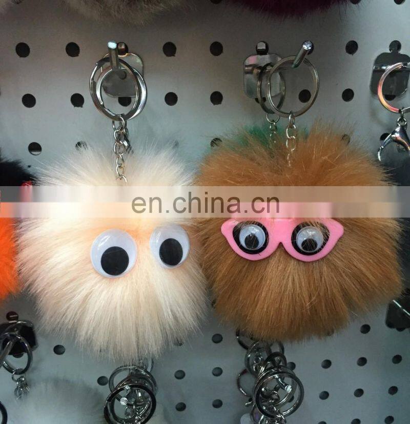 popular selling lovely pom pom key chain large fur bag charms