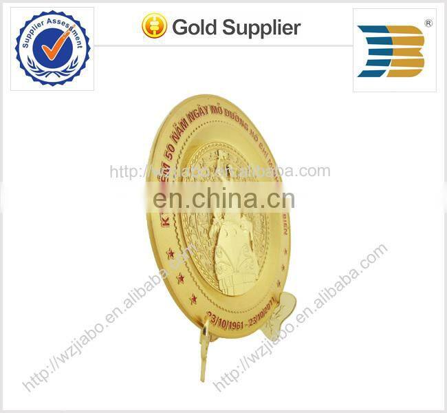 Zinc alloy 3D logos soft enamel souvenir copper plating metal plate