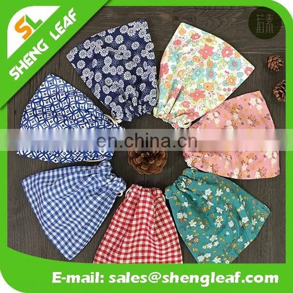 Hot sale product package promotional calico drawstring bag