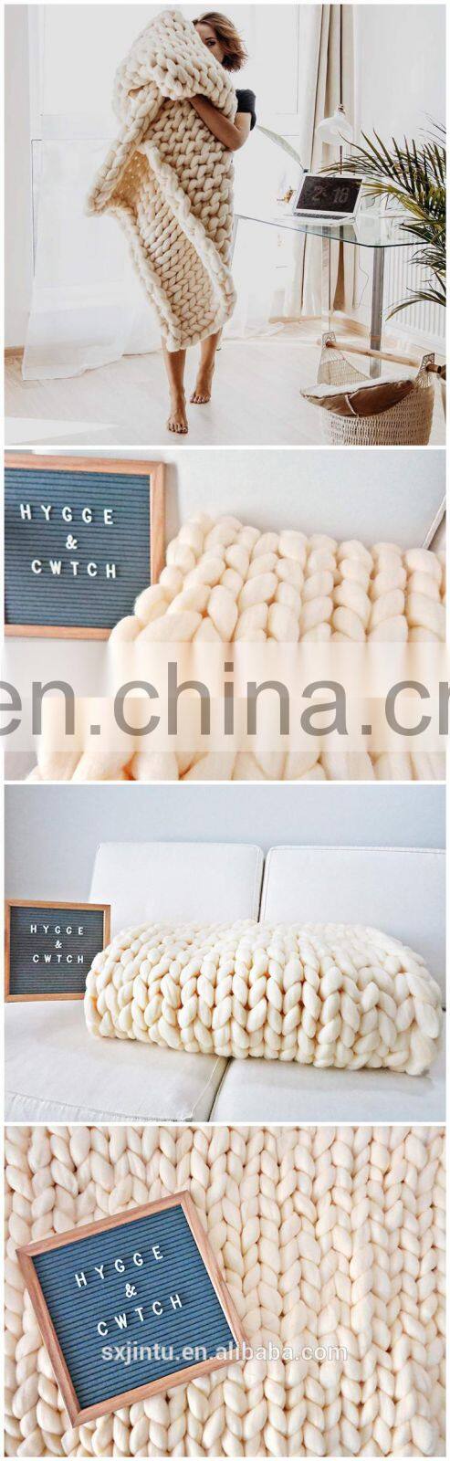 Chunky heavy wool knitted  Luxury Throw Blanket For Winter Weighted Blanket the Couch or Sofa