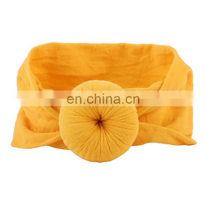 22Colors Baby Turban Nylon Headband Girls Solid Soft Headwraps With ball