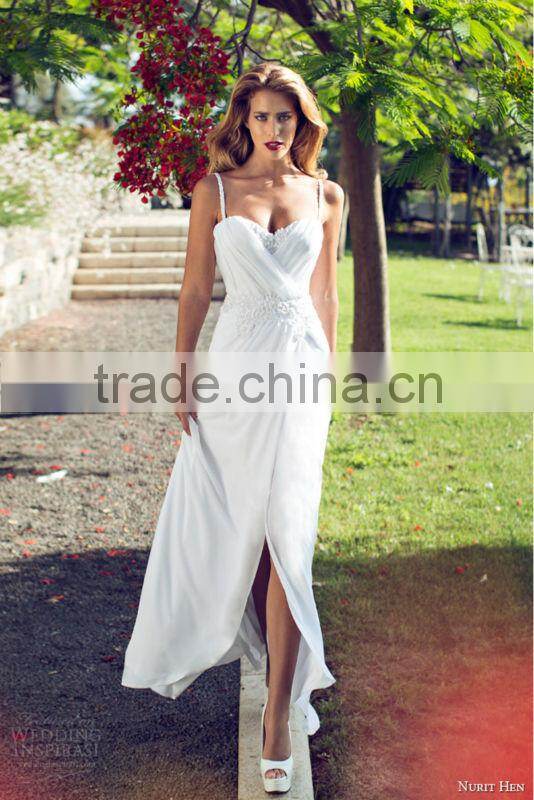 Hot Sale Ankle Length Front Slit Cheap Wedding Dress Made In China