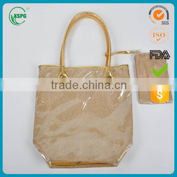 Transparent pvc bag with zipper and nice handle