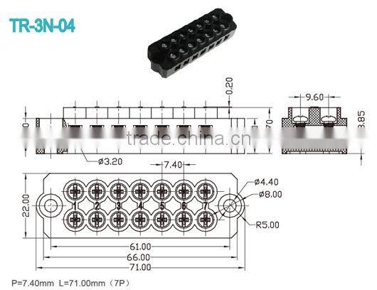 7P Pitch 7.40mm Feed-Through Terminal Blocks