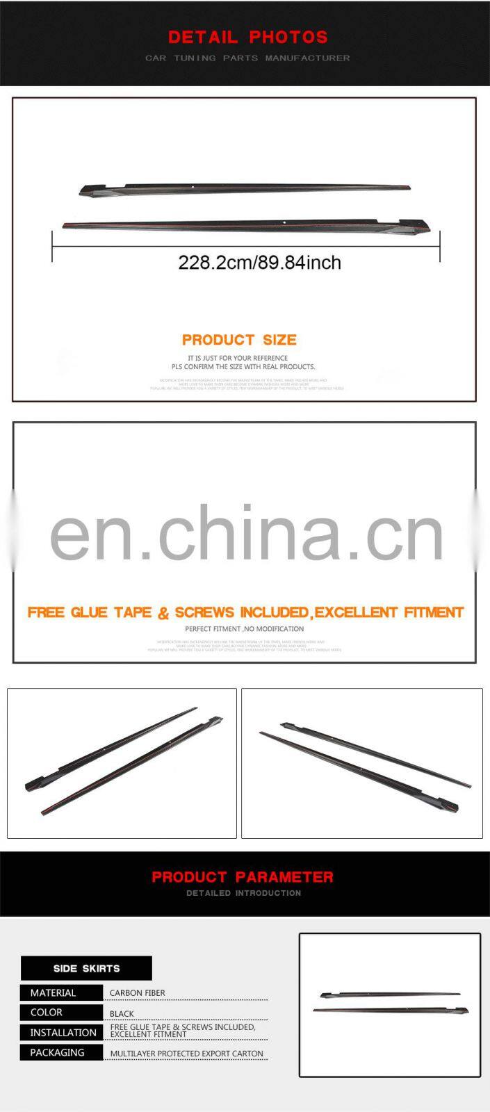 JCSportline Carbon Fiber Side Skirts Extension for Porsche Panamera 971 4S Hatchback 4-Door 2017-2019