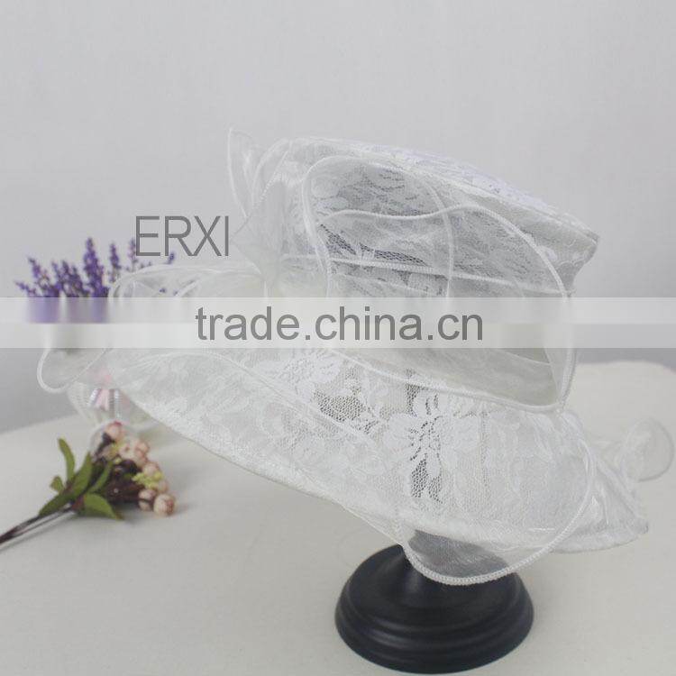 Wholesale 100% Sinamay Fabric Base Lace Church Sinamay Hat For Women