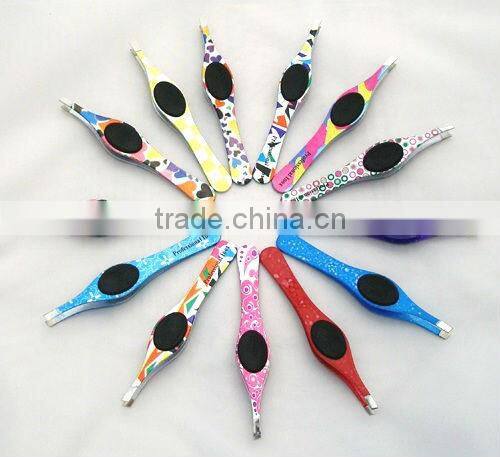 Professional Eyebrow Tweezers Silicon Grips Various Colors