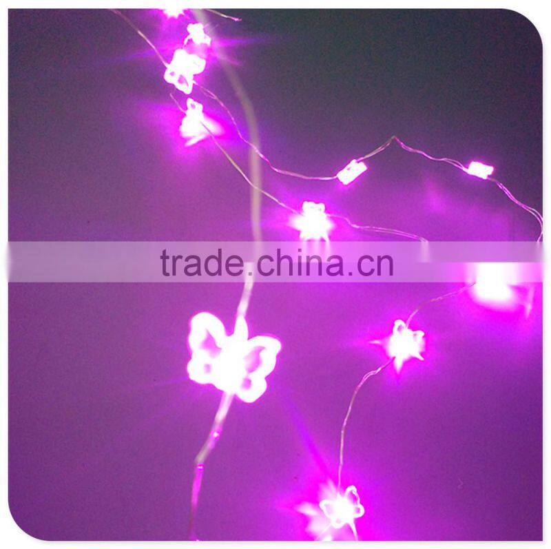 purple color small butterfly copper wire battery operated led christmas lights