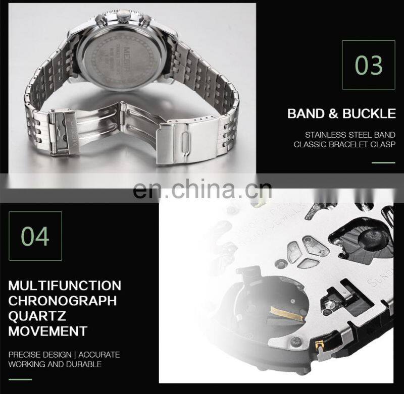 MEGIR Original Men Watch Stainless Steel Quartz Watches Men Top Brand Luxury Clock Men Relogio Masculino 2008