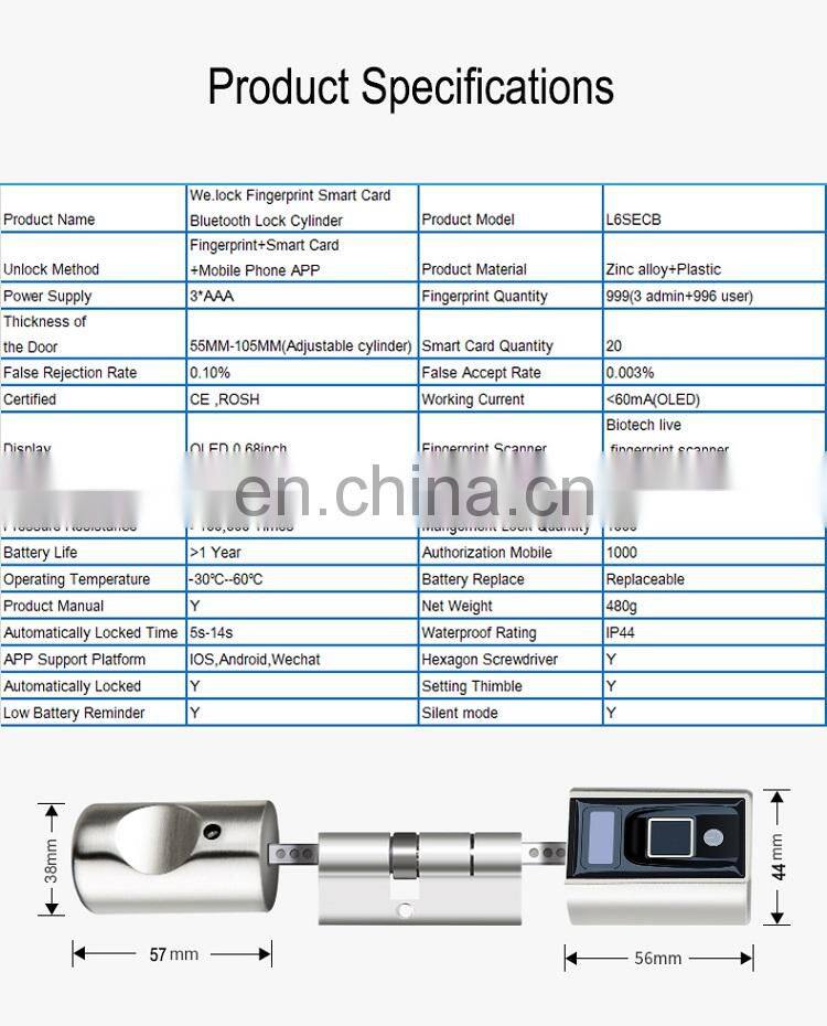 WE.LOCK new design smart security ttlock wifi control fingerprint door handle lock