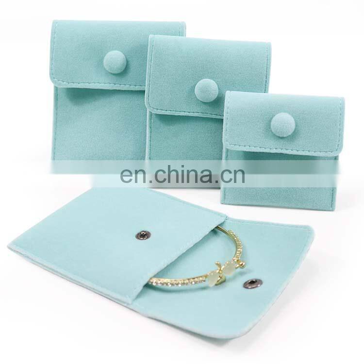 High Quality Velvet Jewelry Packaging Bags Pouch With Snap Button For Necklaces Bracelet Rings