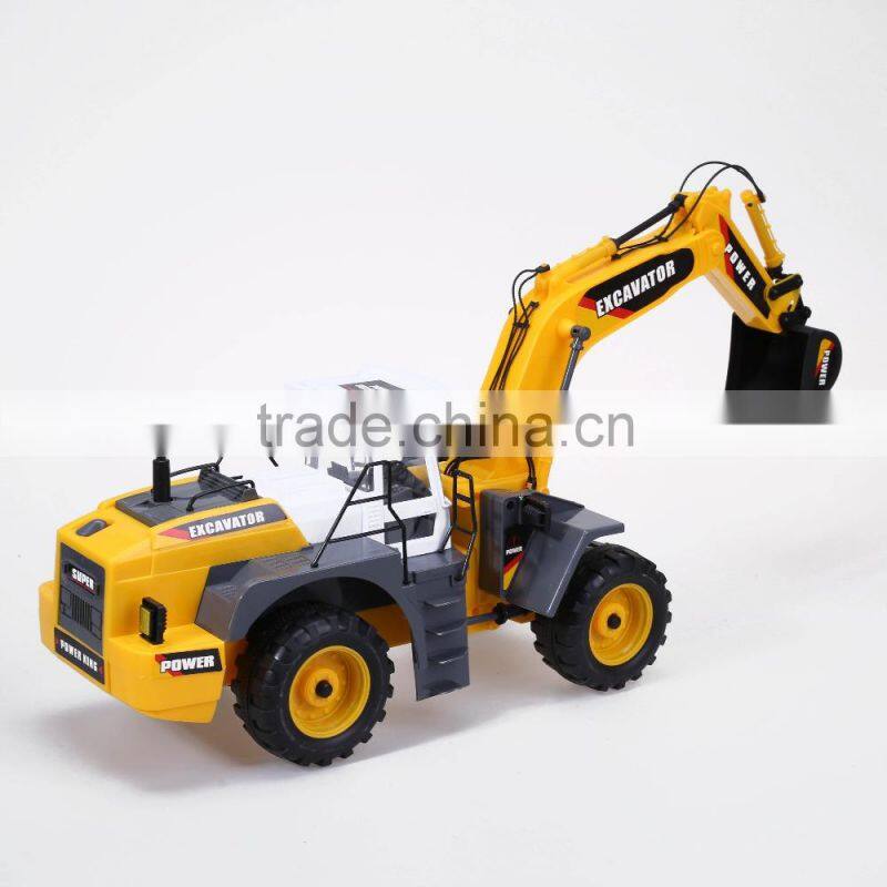 Outdoor big white+yellow color plastic rc excavators for kid